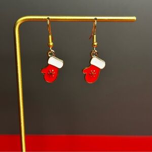 Festive Holiday Theme Christmas Mitten Earrings